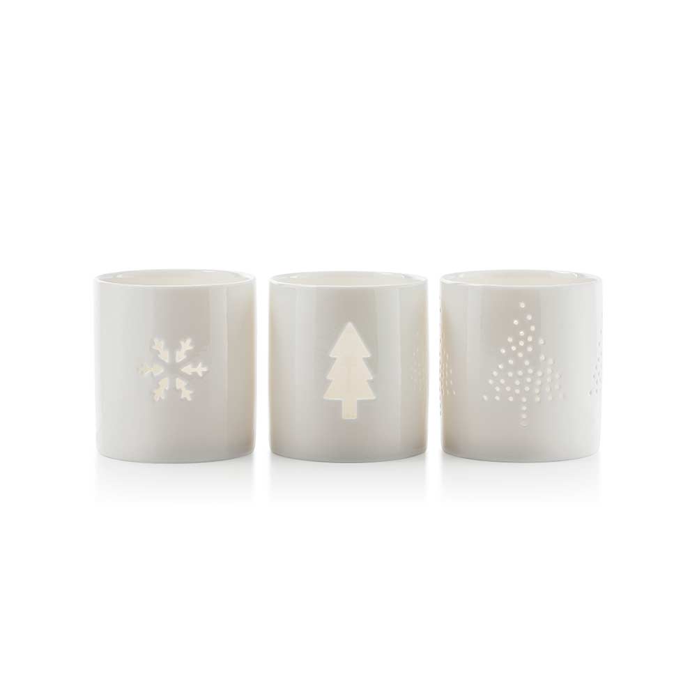 LYSLYKTER PORSELEN VINTER 3 PK 8 CM