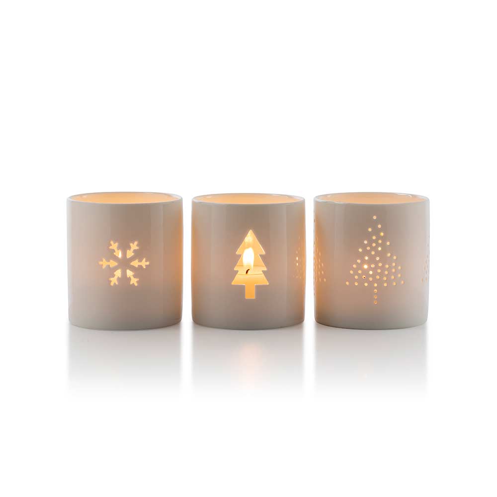 LYSLYKTER PORSELEN VINTER 3 PK 8 CM