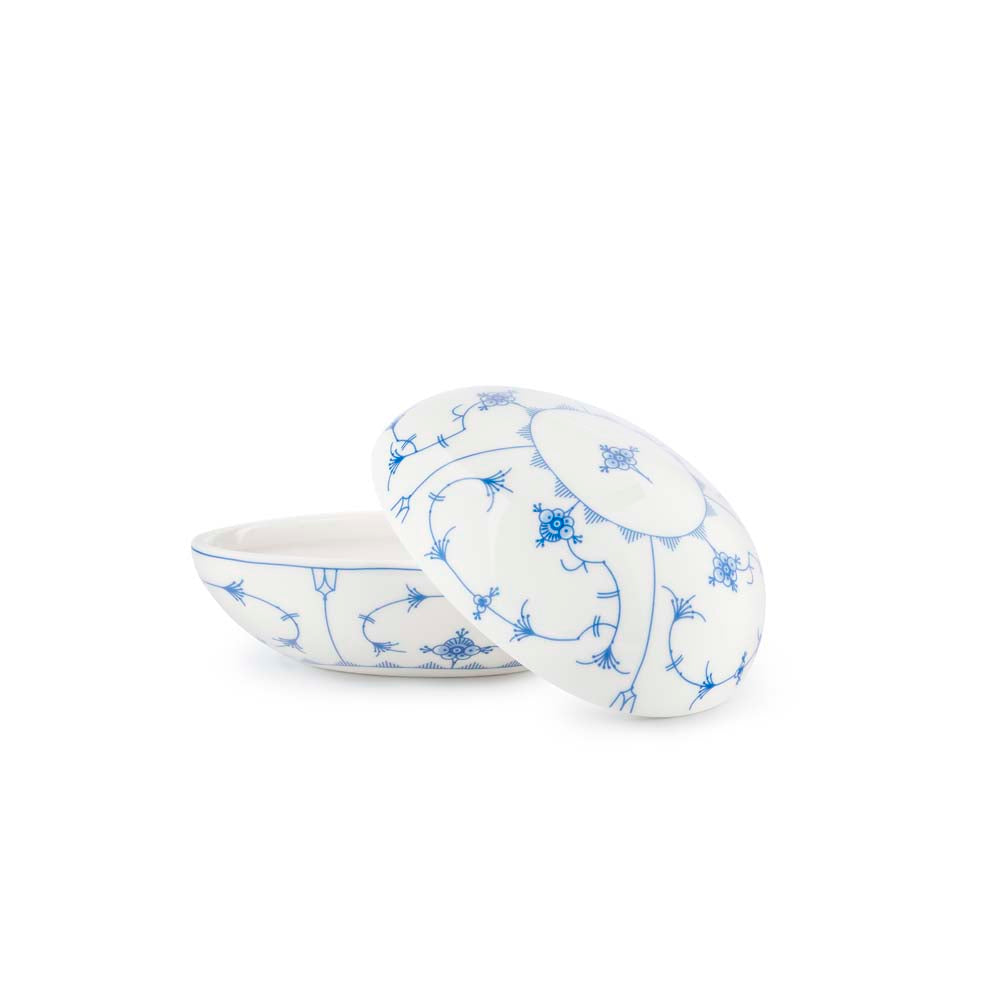 STRÅMØNSTEREGG MED LOKK BLÅ 14,5X10,8X9,8 CM