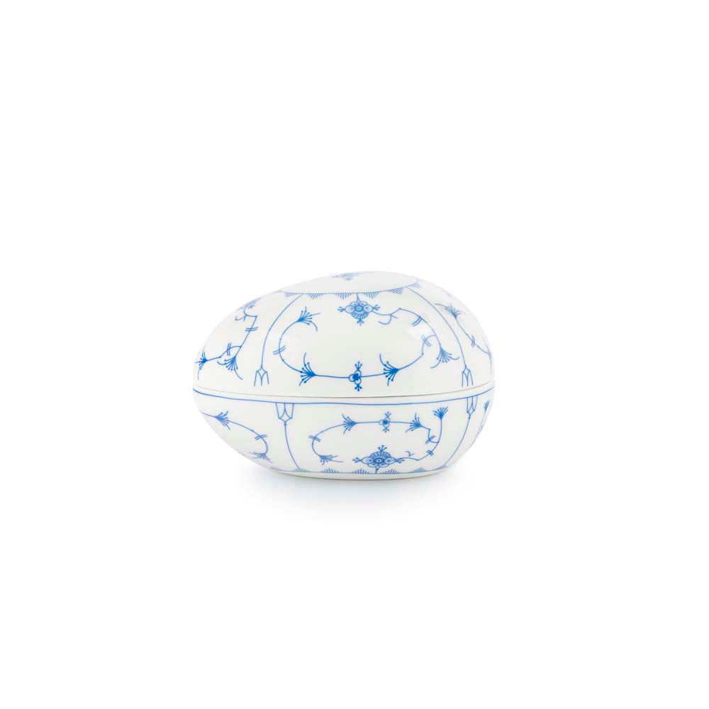 STRÅMØNSTEREGG MED LOKK BLÅ 14,5X10,8X9,8 CM