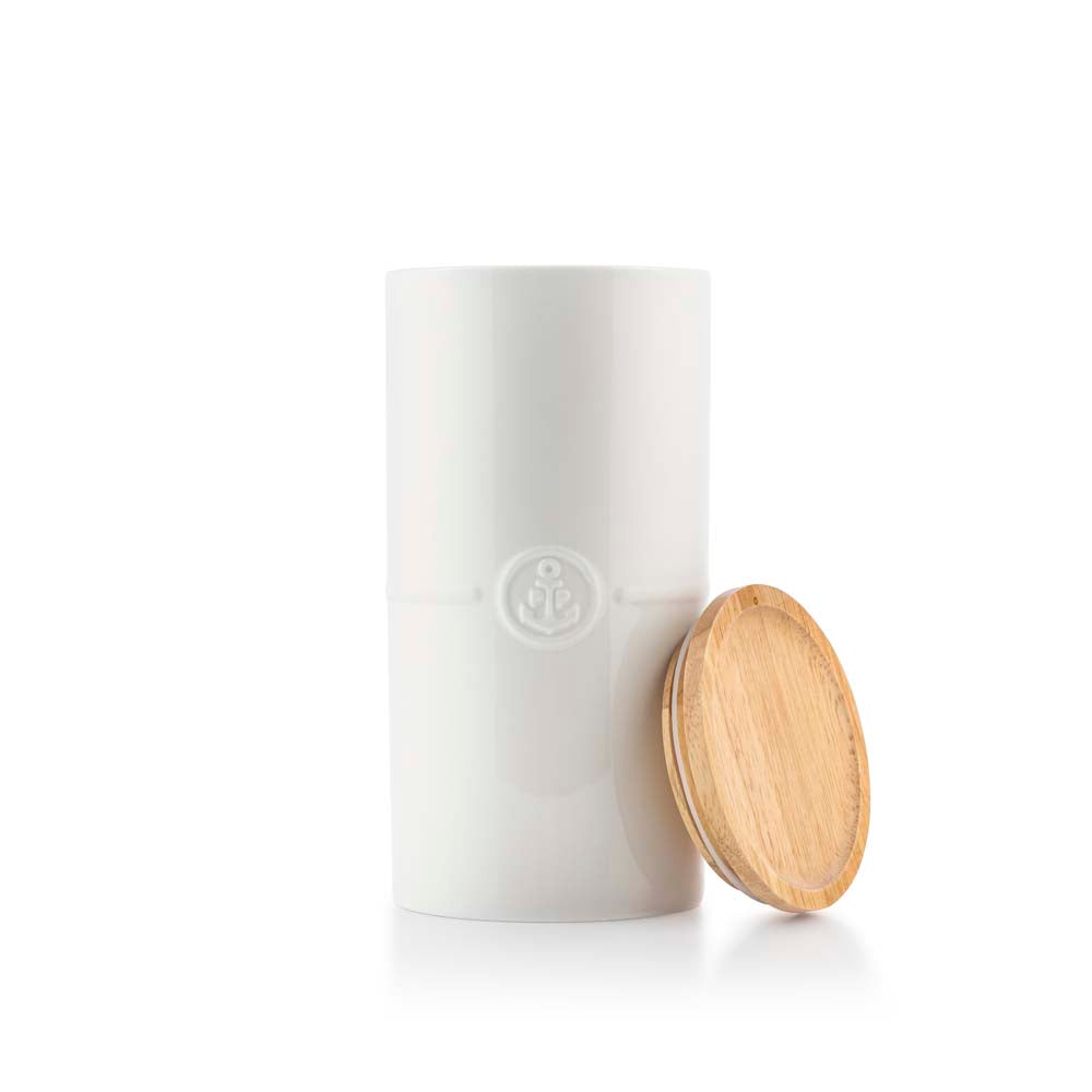 ILDFAST BEHOLDER MED TRELOKK 20 CM HVIT