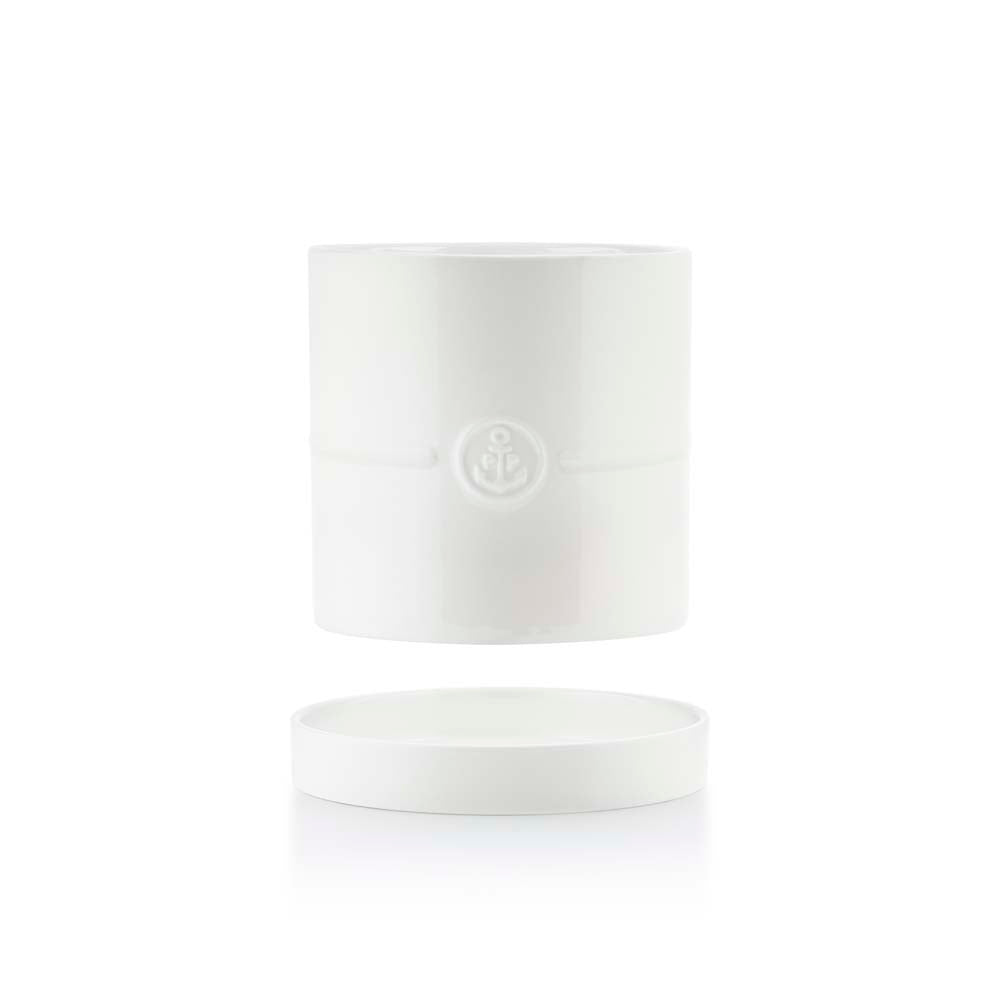 ILDFAST URTEPOTTE MED UNDERSKÅL 14 CM HVIT