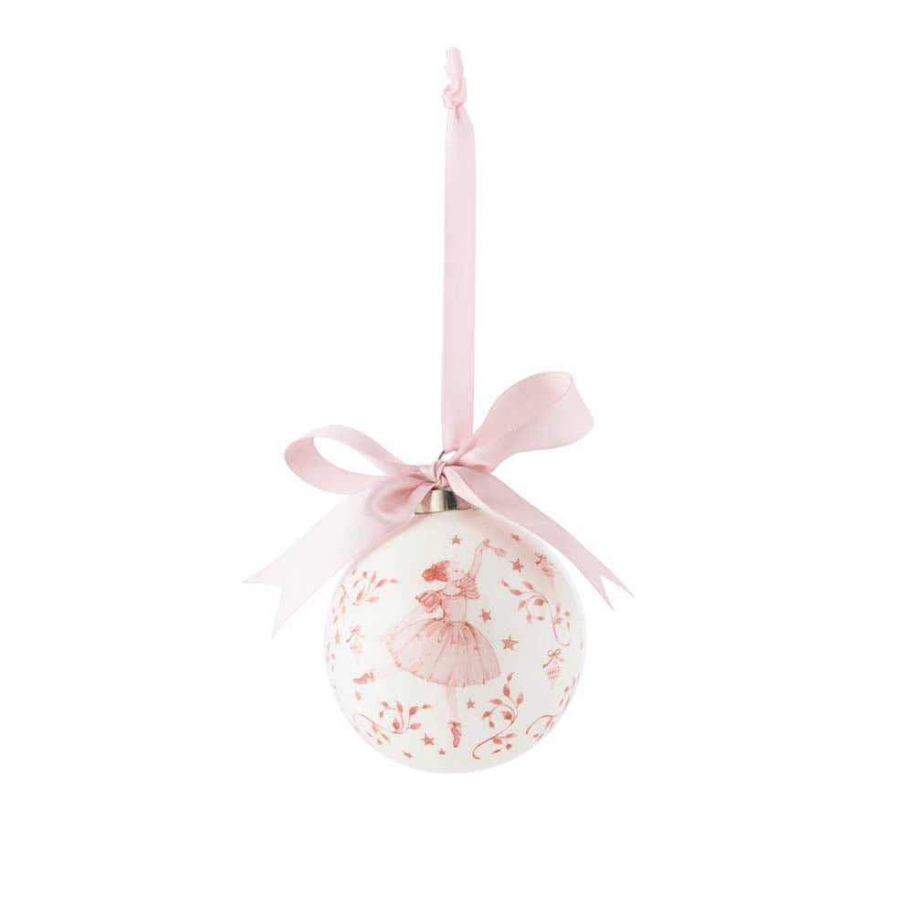PORSELEN HENGEPYNT KULE ROSA BALLERINA 10 CM