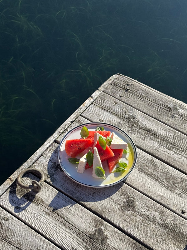 Vannmelon med fetaost og basilikum