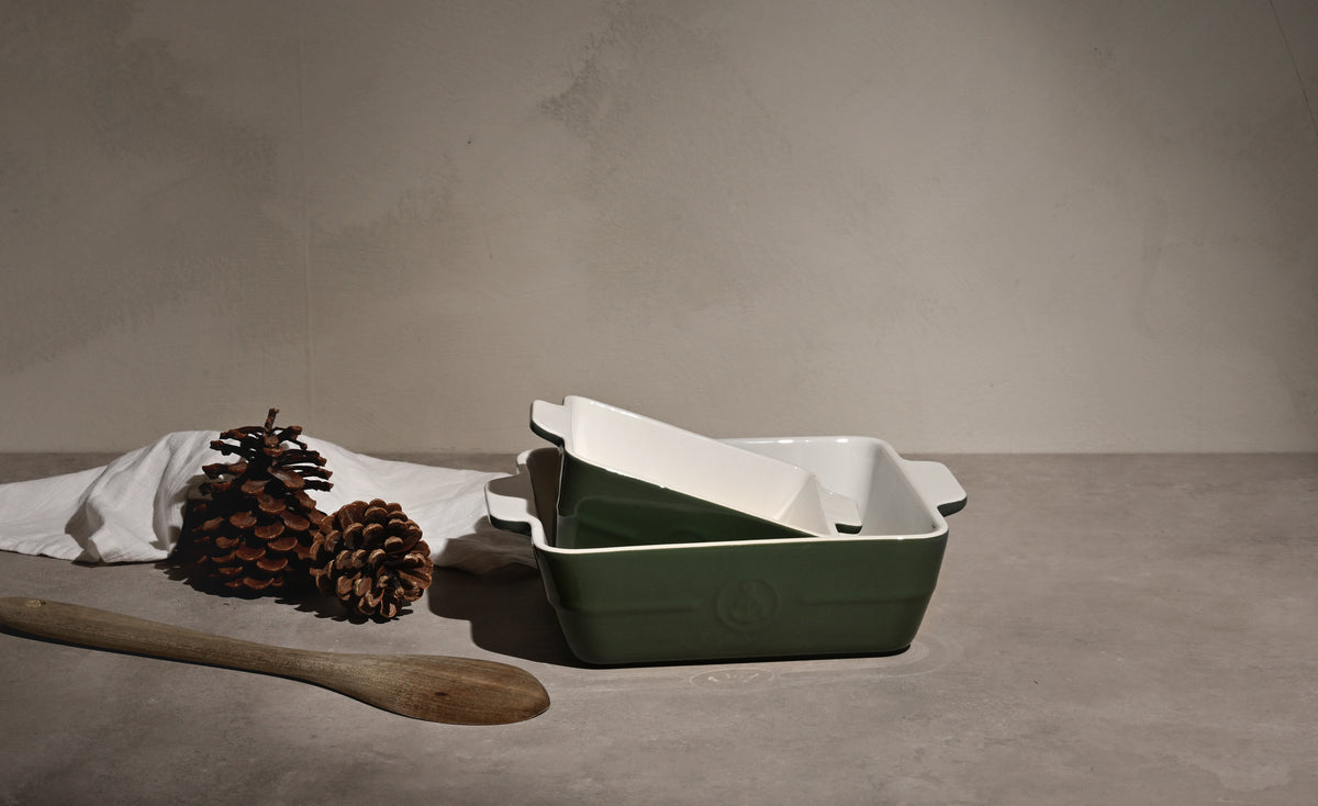 HEATPROOF DISH SQUARE 2PK 12 CM + 18 CM GREEN