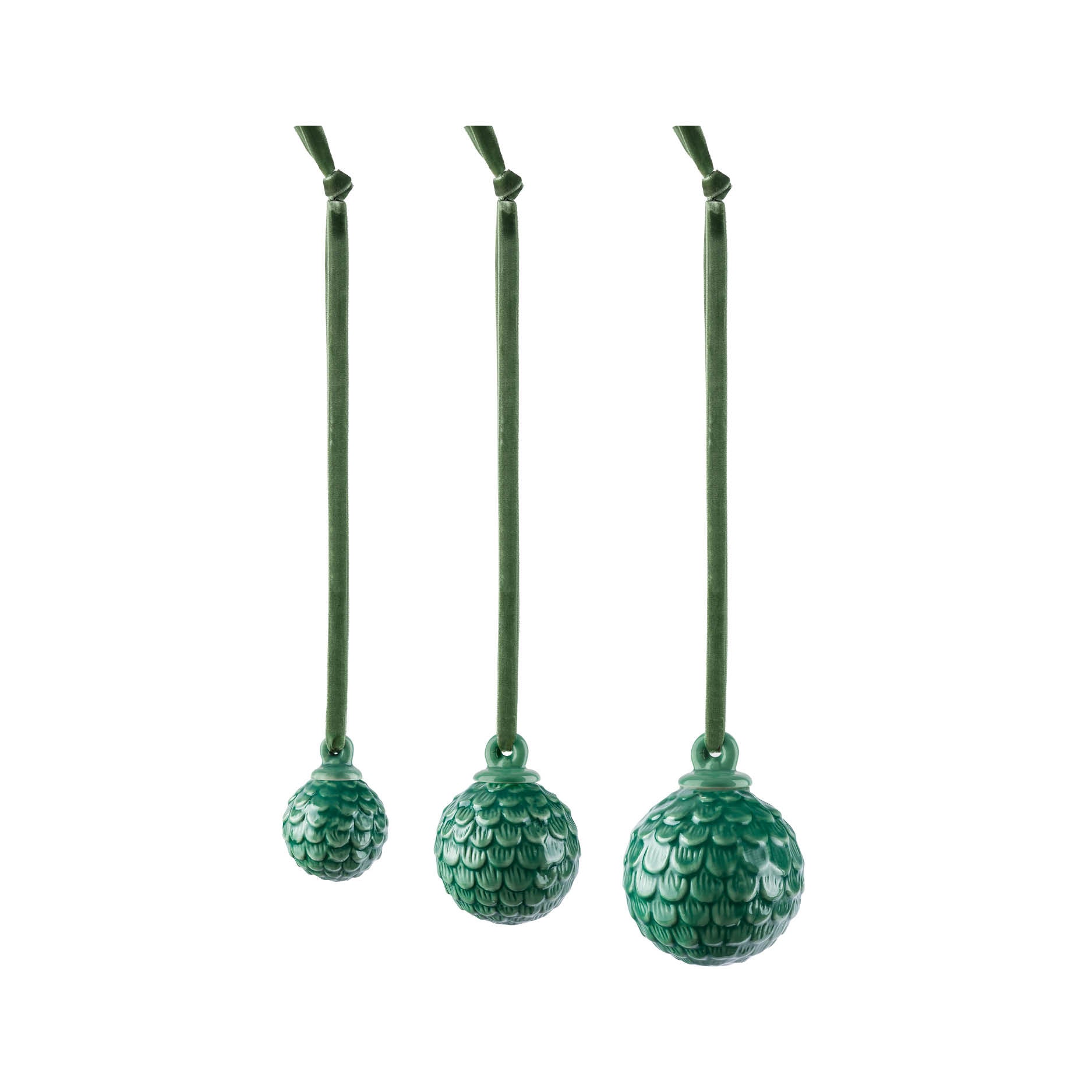 PORSELENSKULE KONGLE 3 PK GRØNN MÅL: 6/4,5/3,5 CM