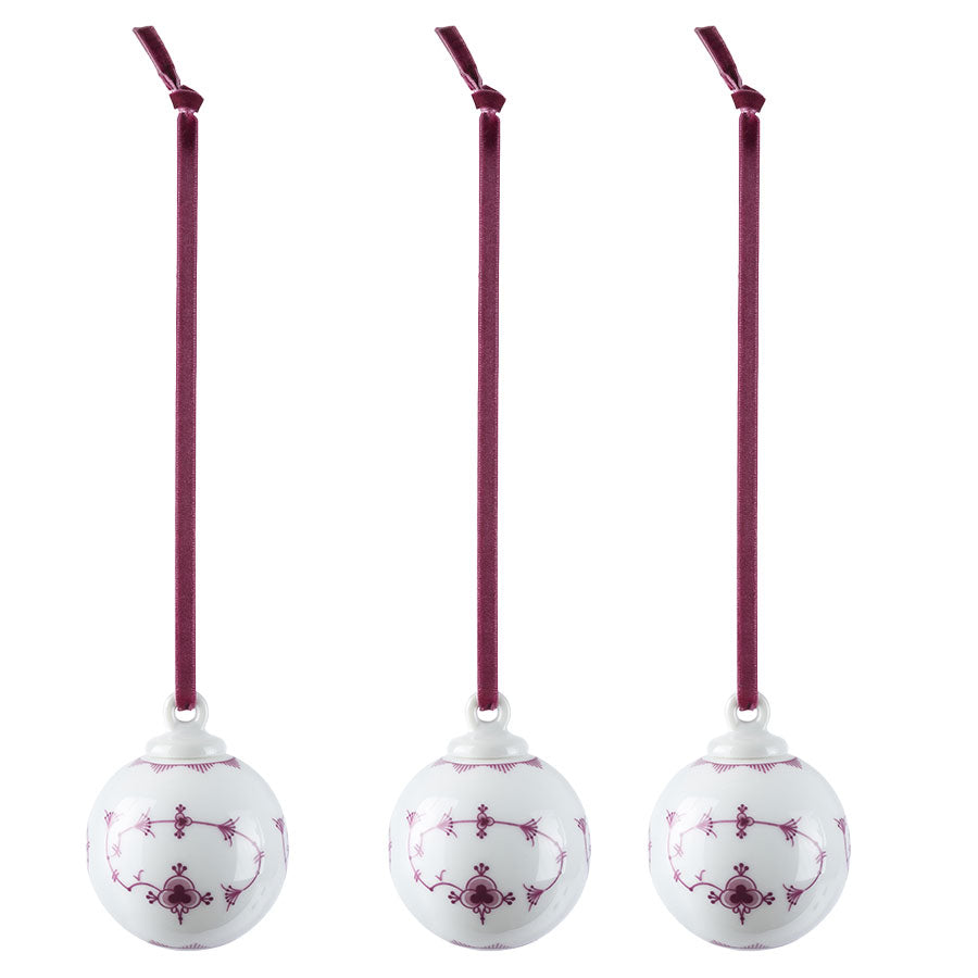 STRÅMØNSTER JULEKULE BURGUNDER 3 PK