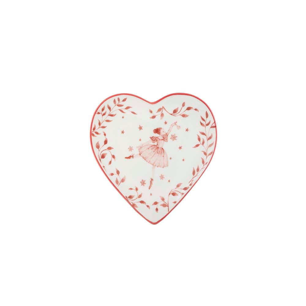 PORSELEN HJERTE SKÅL ROSA BALLERINA 14CM