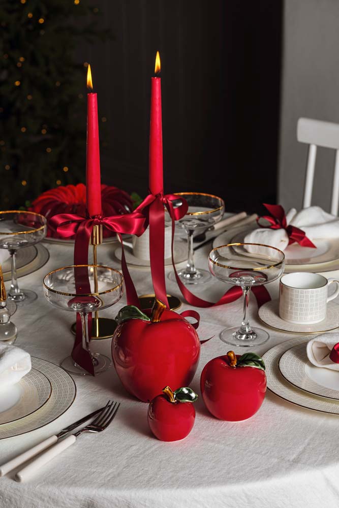 PORSELENSEPLE 7 CM RØD